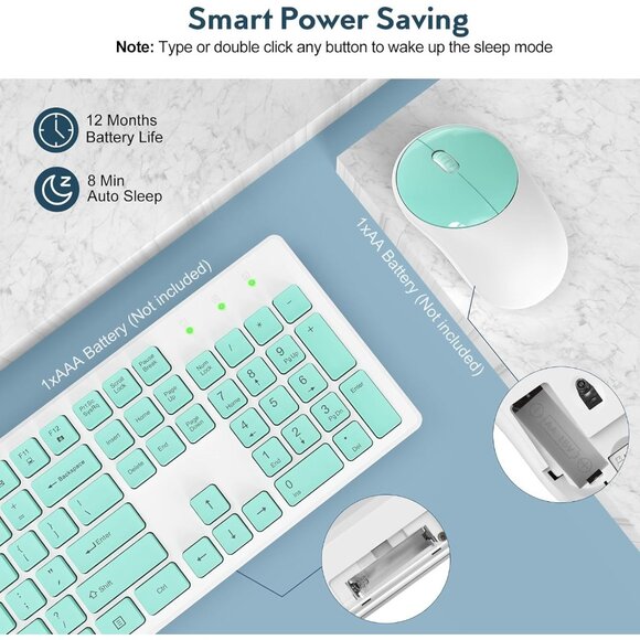 Wireless Full Size Keyboard & Mouse Set Ergonomic Design 2.4GHz Connection - Picture 15 of 15